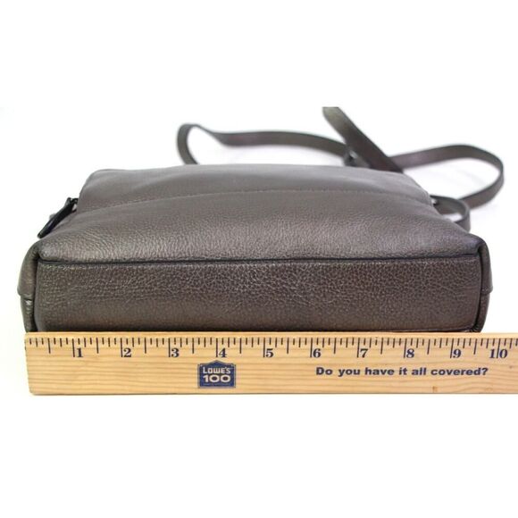 Cole Haan METALLIC BROWN REAL LEATHER ZIP X-BODY ORGANIZER SHOULDER BAG HANDBAG - Picture 10 of 16